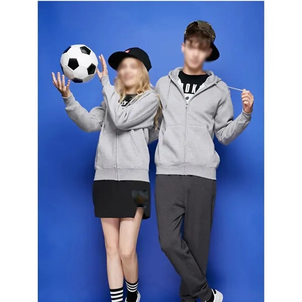 Full Zip Breathable Hoodie Cotton-Blended Fleece