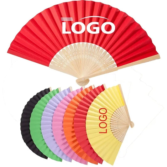 Folding Paper Fan w/ Bamboo Rib