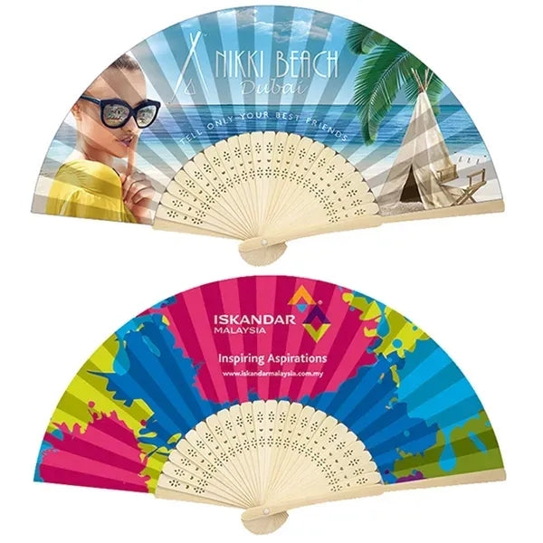 Folding Paper Fan w/ Bamboo Rib
