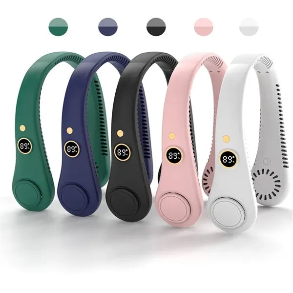 LCD Display USB Powered 5-Speed Foldable Neck Fan