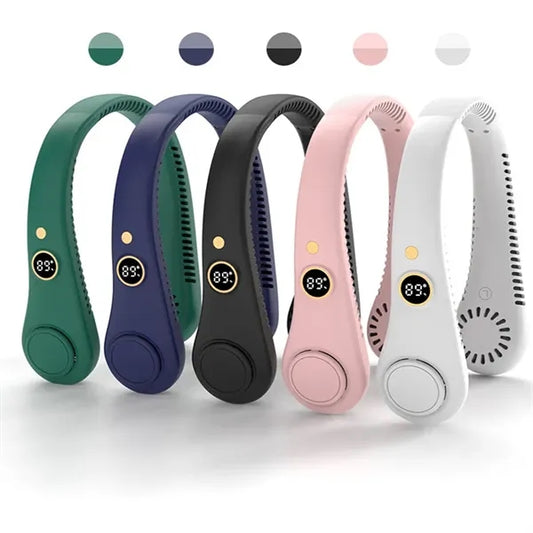 LCD Display USB Powered 5-Speed Foldable Neck Fan