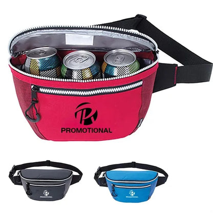 Insulated Fanny Pack Cooler with Front Pocket Holds 3 Cans