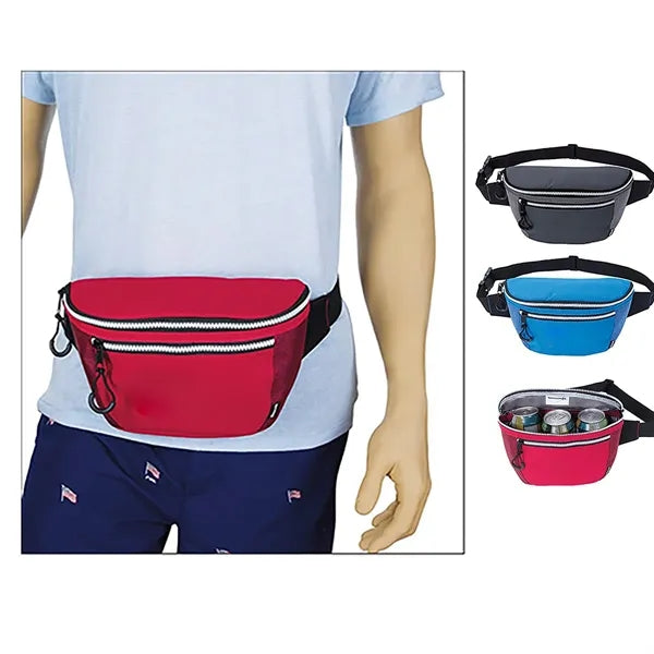 Insulated Fanny Pack Cooler with Front Pocket Holds 3 Cans
