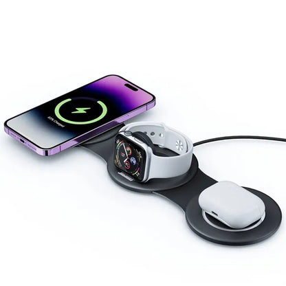 3 in 1 Magnetic Wireless Charger Station with LED light