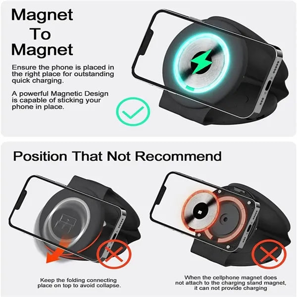 3 in 1 Magnetic Wireless Charger Station with LED light