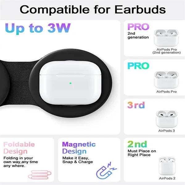 3 in 1 Magnetic Wireless Charger Station with LED light