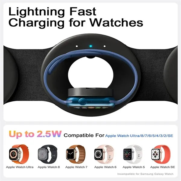 3 in 1 Magnetic Wireless Charger Station with LED light