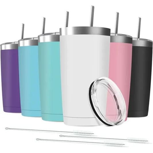 20 oz Stainless Steel Insulated Tumbler with Straw and Lid