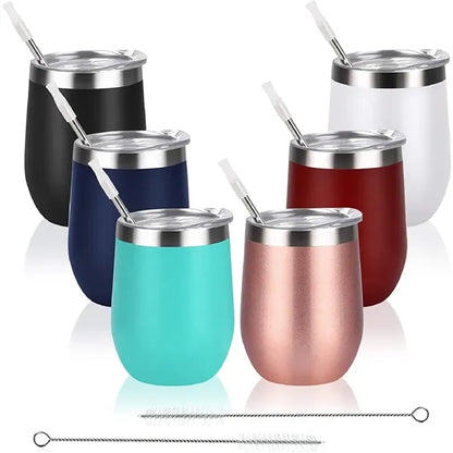 12 Oz Insulated Tumbler with Lid Straw