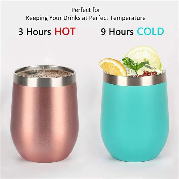 12 Oz Insulated Tumbler with Lid Straw