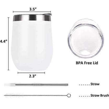 12 Oz Insulated Tumbler with Lid Straw