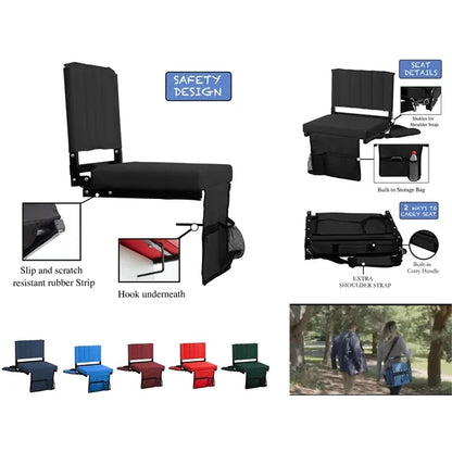 Stadium Seat For Bleachers With Padded Cushion Foldable