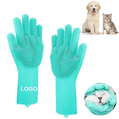 Gentle Deshedding Brush Pet Grooming Gloves