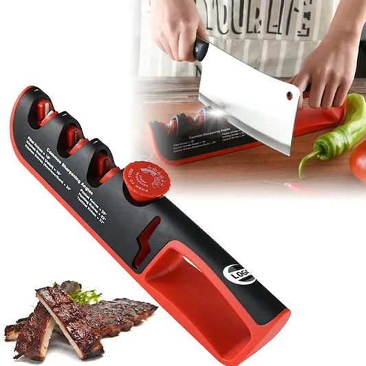 4-in-1 Manual Knife Sharpener with Adjustable Angle Knob