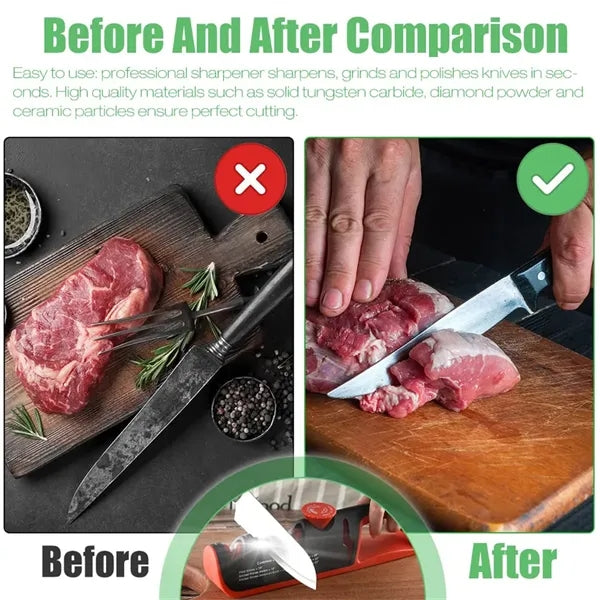4-in-1 Manual Knife Sharpener with Adjustable Angle Knob