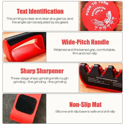 4-in-1 Manual Knife Sharpener with Adjustable Angle Knob