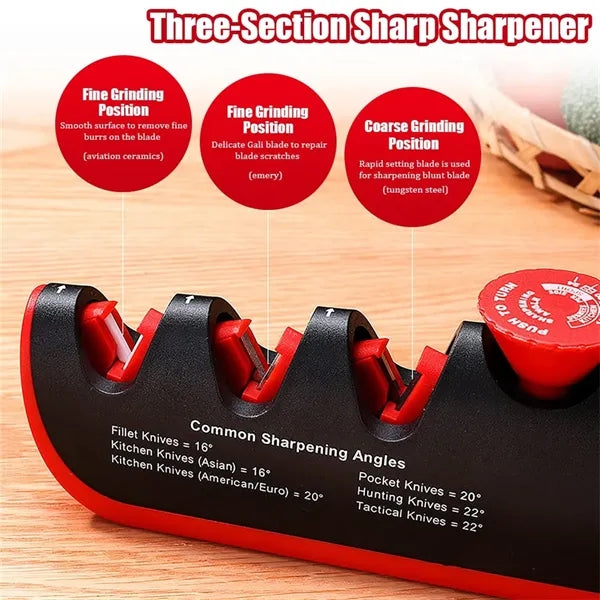4-in-1 Manual Knife Sharpener with Adjustable Angle Knob