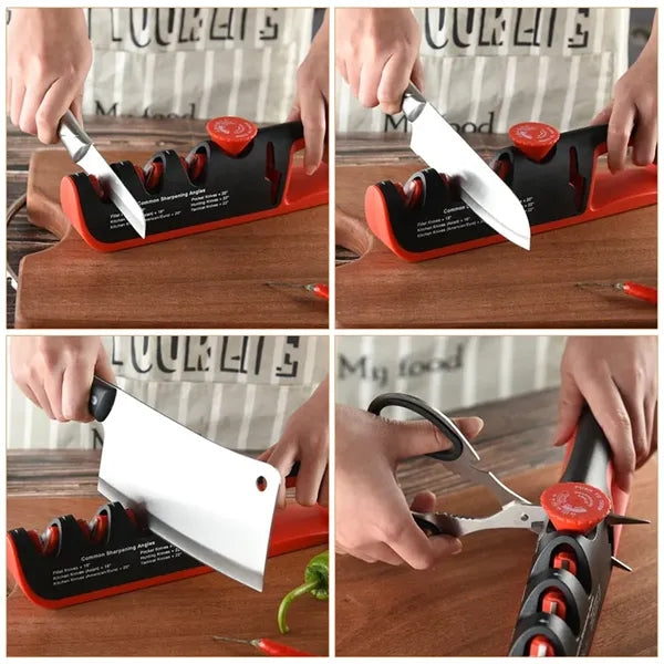 4-in-1 Manual Knife Sharpener with Adjustable Angle Knob