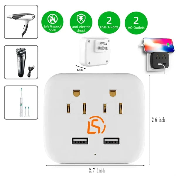 Multi Outlet Adapter With 2 Usb Port
