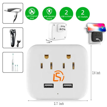 Multi Outlet Adapter With 2 Usb Port