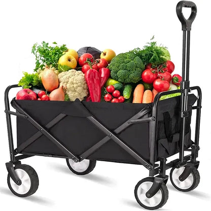 Folding Outdoor Beach Wagon with Adjustable Handle