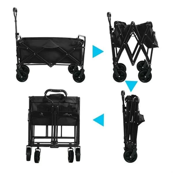 Folding Outdoor Beach Wagon with Adjustable Handle