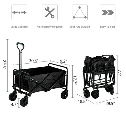 Folding Outdoor Beach Wagon with Adjustable Handle
