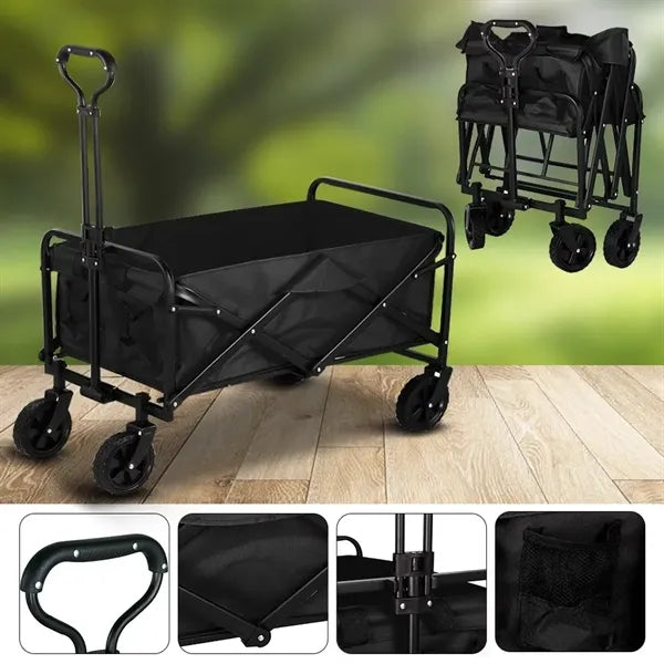 Folding Outdoor Beach Wagon with Adjustable Handle