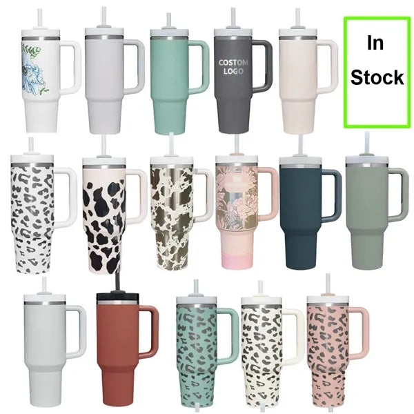 40oz Portable Car Tumbler With Handle And Straw