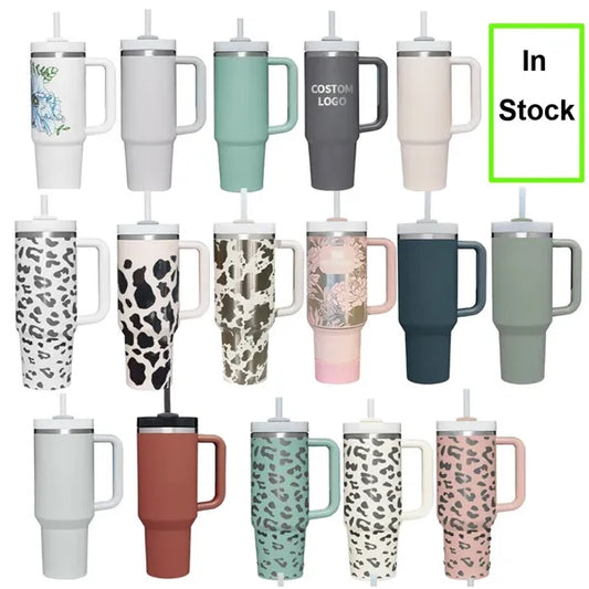 40oz Portable Car Tumbler With Handle And Straw