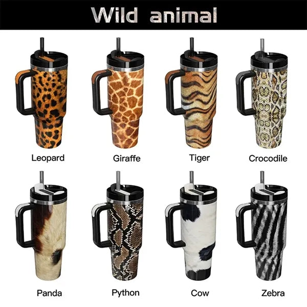 40oz Portable Car Tumbler With Handle And Straw