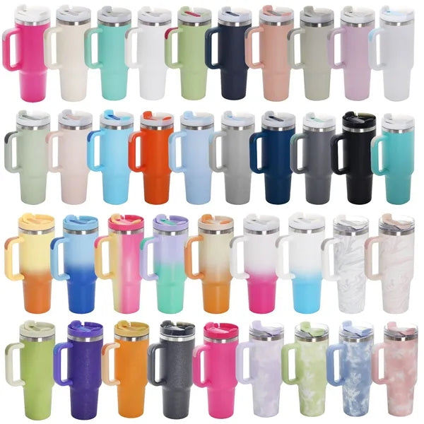 40oz Portable Car Tumbler With Handle And Straw