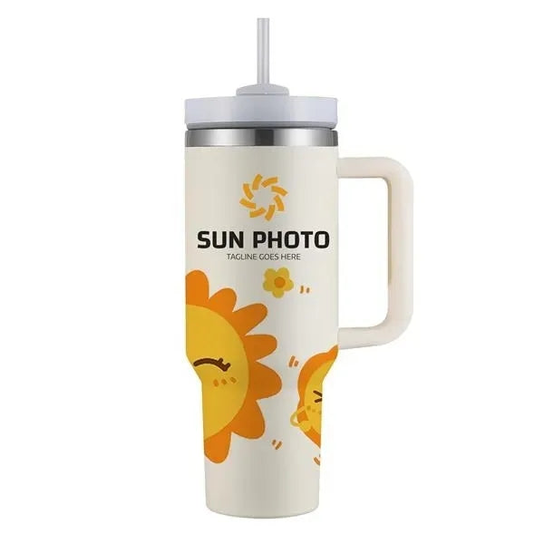 40oz Portable Car Tumbler With Handle And Straw