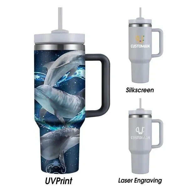 40oz Portable Car Tumbler With Handle And Straw