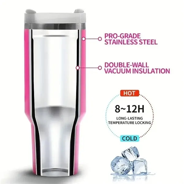 40oz White Cow Print Insulated Camping Tumbler