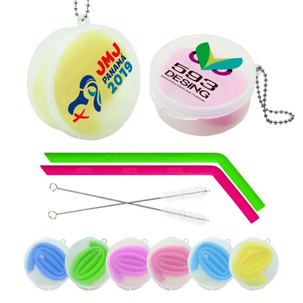 Bent Silicone Straws with Round box