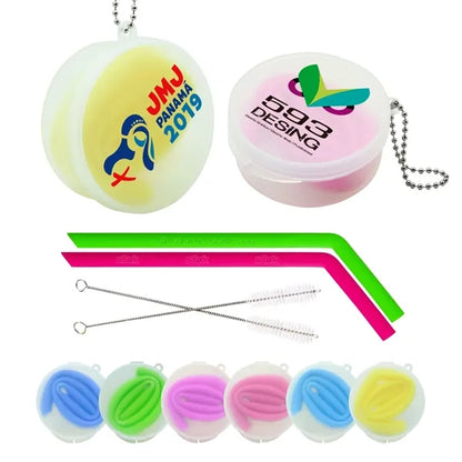 Bent Silicone Straws with Round box