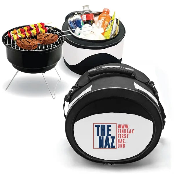 BBQ Grill & Cooler 2-in-1 Set for Camping, Parties & Picnics