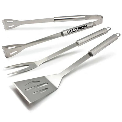 3pc Stainless Steel BBQ Tool Set for Outdoor Camping/Grills