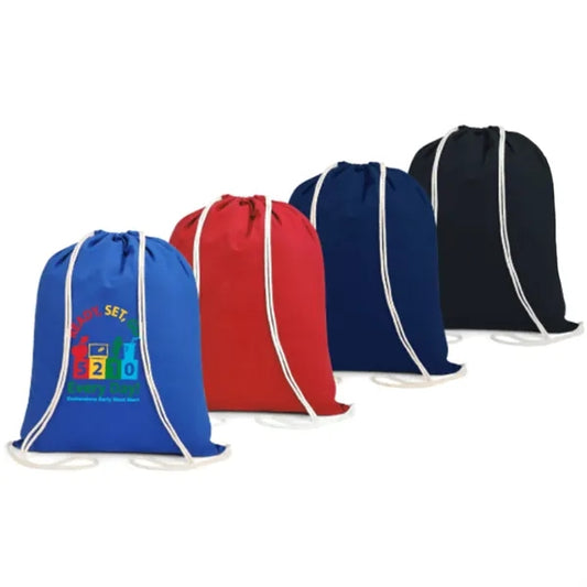 6 oz. Cotton Canvas Drawstring Gym & Sports Travel Backpack
