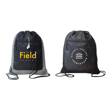 420D Polyester Drawstring Gym Backpack w/ Zipper Pocket