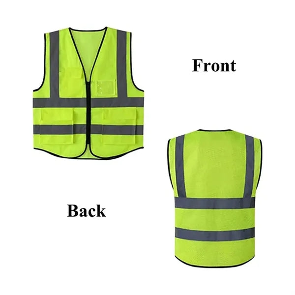 Hi Vis Class 2 Recycled Reflective Safety Vest W/ 5 Pockets