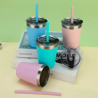 8Oz Stainless Steel Tumblers With Lid And Straw