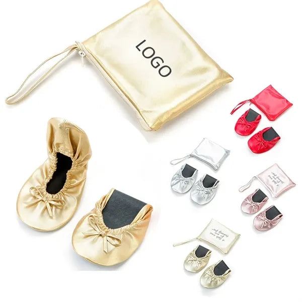 Women's Portable Foldable Ballet Flat Roll Up Slipper Shoes