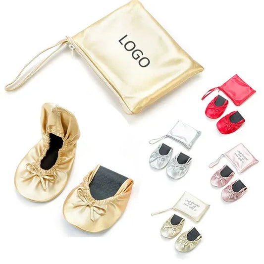 Women's Portable Foldable Ballet Flat Roll Up Slipper Shoes