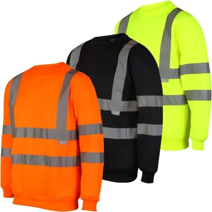 Class 3 Hi Vis 2" Reflective Tape Safety Sweatshirt