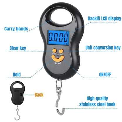 Portable Backlit Luggage Hanging Hook Scale