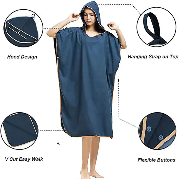 Microfiber Surf Poncho Bathrobe with Hood