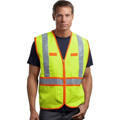 Premium Hi Viz Two Tone Reflective Tape Safety Vest 4 Pocket