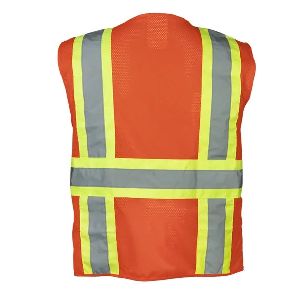 Hi Viz rPET Class 2 Reflective Safety Zipper Vest W 4 Pocket